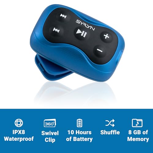 Wasserdichtes 8 GB SYRYN Swimbuds Flip Bundle zum Schwimmen mit Musik | Ziehen Sie MP3, AAC, M4a, FLAC per Drag & Drop über PC oder Mac (kein Apple Music, Spotify oder andere Streaming-Dienste)