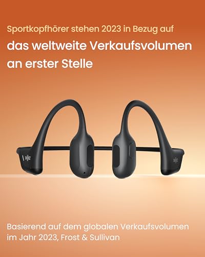 SHOKZ OpenRun Pro Knochenschall Kopfhörer, Open-Ear Bluetooth Kopfhörer mit Noise-Cancelling Mikrofon, IP55 wasserdichte kabellose Ohrhörer zum Laufen, 10 Std Spielzeit, mit Sport-Stirnband, Schwarz