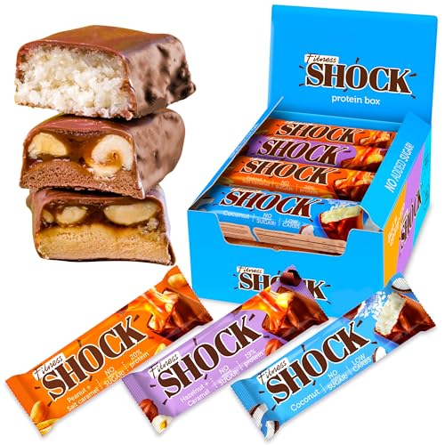 FitnesSHOCK Proteinriegel Set Mix Box Protein Bar...